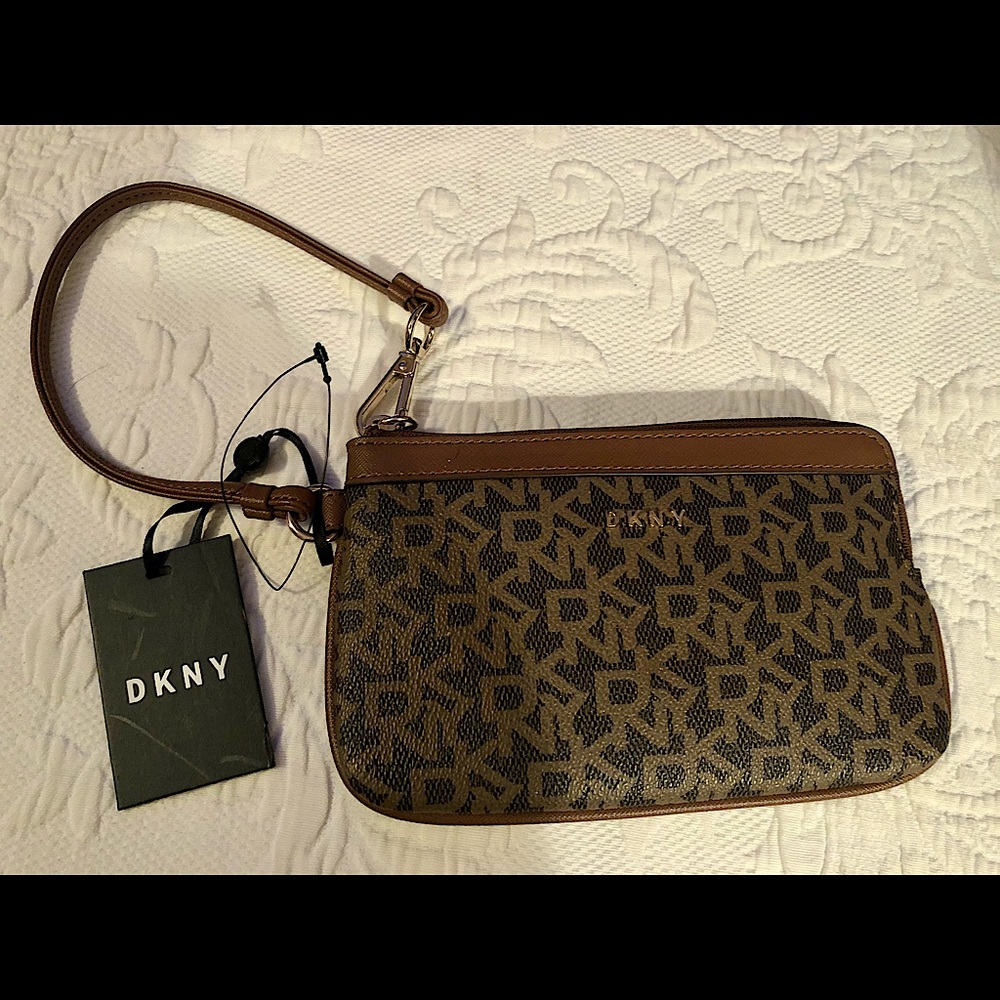 DKNY logo wristlet